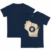 Navy Milwaukee Brewers Tiny Turnip Youth State Outline T-Shirt