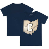 Navy Cleveland Guardians Tiny Turnip Youth State Outline T-Shirt