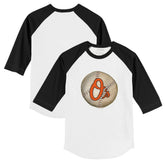 White/Black Baltimore Orioles Tiny Turnip Youth Stitched Baseball 3/4-Sleeve Raglan T-Shirt