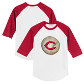 White/Red Cincinnati Reds Tiny Turnip Youth Stitched Baseball 3/4-Sleeve Raglan T-Shirt