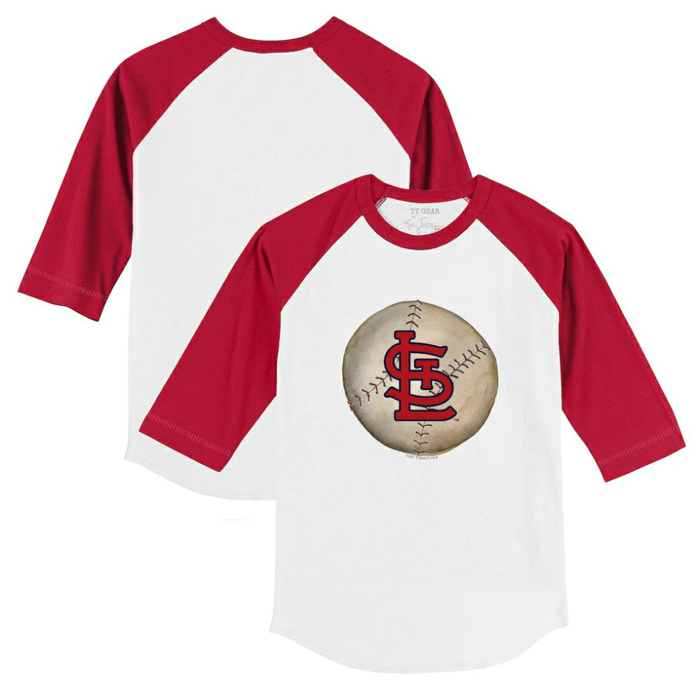 White/Red St. Louis Cardinals Tiny Turnip Youth Stitched Baseball 3/4-Sleeve Raglan T-Shirt