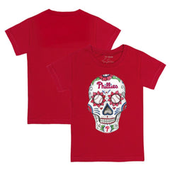 Red Philadelphia Phillies Tiny Turnip Youth Sugar Skull T-Shirt