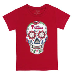 Red Philadelphia Phillies Tiny Turnip Youth Sugar Skull T-Shirt