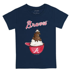 Navy Atlanta Braves Tiny Turnip Youth Sundae Helmet T-Shirt