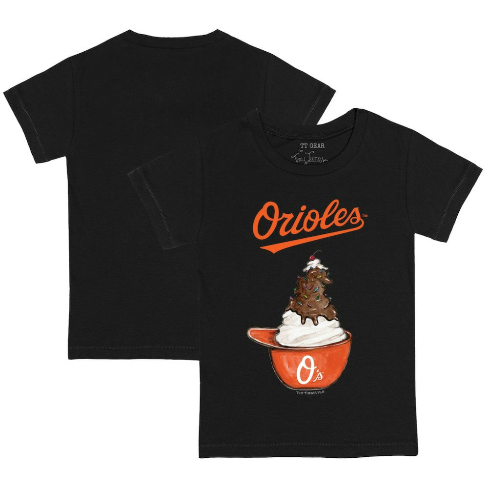 Black Baltimore Orioles Tiny Turnip Youth Sundae Helmet T-Shirt
