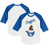 White/Royal Los Angeles Dodgers Tiny Turnip Youth Sundae Helmet 3/4-Sleeve Raglan T-Shirt