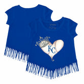 Royal Kansas City Royals Tiny Turnip Girls Youth Tiara Heart Fringe T-Shirt