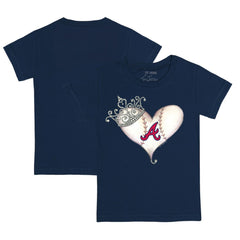 Navy Atlanta Braves Tiny Turnip Youth Tiara Heart T-Shirt