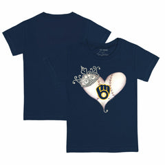 Navy Milwaukee Brewers Tiny Turnip Youth Tiara Heart T-Shirt