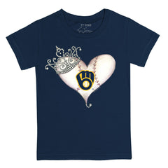 Navy Milwaukee Brewers Tiny Turnip Youth Tiara Heart T-Shirt