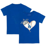 Royal Los Angeles Dodgers Tiny Turnip Youth Tiara Heart T-Shirt