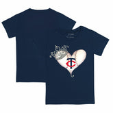 Navy Minnesota Twins Tiny Turnip Youth Tiara Heart T-Shirt