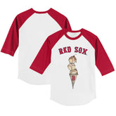 White/Red Boston Red Sox Tiny Turnip Youth Triple Scoop 3/4-Sleeve Raglan T-Shirt