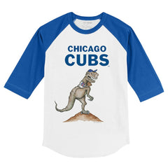White/Royal Chicago Cubs Tiny Turnip Youth TT Rex 3/4-Sleeve Raglan T-Shirt