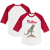 White/Red Philadelphia Phillies Tiny Turnip Youth TT Rex 3/4-Sleeve Raglan T-Shirt