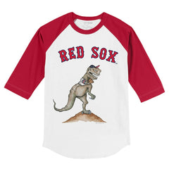 White/Red Boston Red Sox Tiny Turnip Youth TT Rex 3/4-Sleeve Raglan T-Shirt
