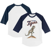 White/Navy Detroit Tigers Tiny Turnip Youth TT Rex 3/4-Sleeve Raglan T-Shirt