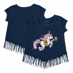 Navy Milwaukee Brewers Tiny Turnip Girls Youth Unicorn Fringe T-Shirt
