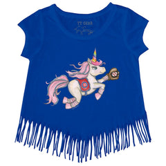 Royal Chicago Cubs Tiny Turnip Girls Youth Unicorn Fringe T-Shirt