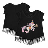 Black Baltimore Orioles Tiny Turnip Girls Youth Unicorn Fringe T-Shirt
