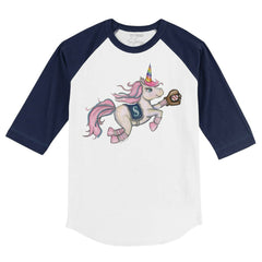 White/Navy Seattle Mariners Tiny Turnip Youth Unicorn 3/4-Sleeve Raglan T-Shirt