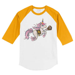 White/Gold San Diego Padres Tiny Turnip Youth Unicorn 3/4-Sleeve Raglan T-Shirt