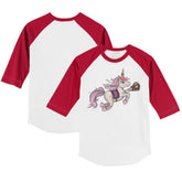 White/Red Boston Red Sox Tiny Turnip Youth Unicorn 3/4-Sleeve Raglan T-Shirt