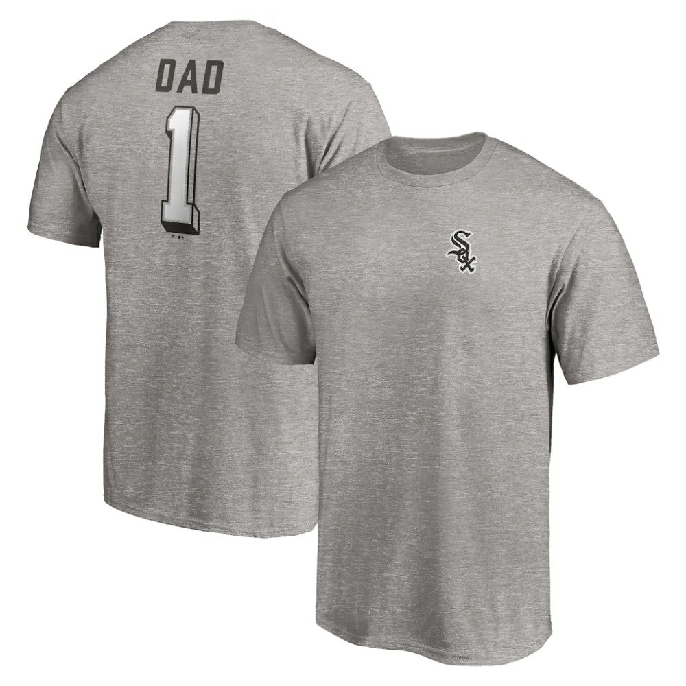 Heather Gray Chicago White Sox Number One Dad T-Shirt