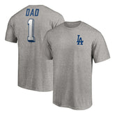 Heather Gray Los Angeles Dodgers Number One Dad T-Shirt