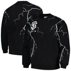 Black San Francisco Giants PLEASURES Lightning Crewneck Pullover Sweatshirt
