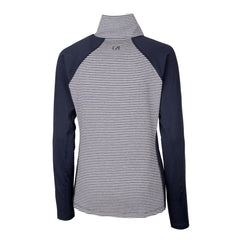 Navy Milwaukee Brewers Cutter & Buck Women's Americana Logo Forge Tonal Stripe Stretch Half-Zip Pullover Top