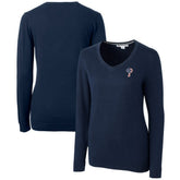 Navy Philadelphia Phillies Cutter & Buck Women's Americana Logo Lakemont Tri-Blend V-Neck Pullover Sweater