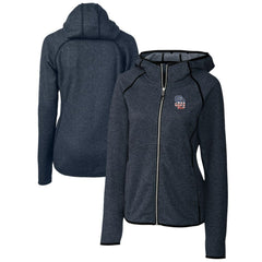 Heather Navy San Diego Padres Cutter & Buck Women's Americana Logo Mainsail Sweater-Knit Full-Zip Hoodie