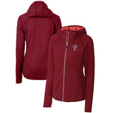 Cardinal Philadelphia Phillies Cutter & Buck Women's Americana Logo Mainsail Sweater-Knit Full-Zip Hoodie