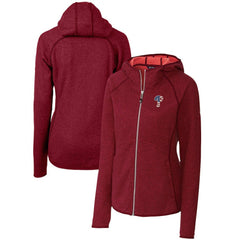 Cardinal Philadelphia Phillies Cutter & Buck Women's Americana Logo Mainsail Sweater-Knit Full-Zip Hoodie