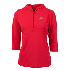 Red Atlanta Braves Cutter & Buck Women's Americana Logo DryTec Virtue Eco Pique Recycled Half-Zip Pullover Hoodie