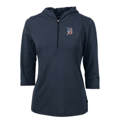 Navy Detroit Tigers Cutter & Buck Women's Americana Logo DryTec Virtue Eco Pique Recycled Half-Zip Pullover Hoodie