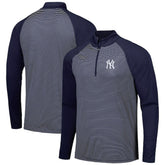 Navy New York Yankees Levelwear Charter Striped Raglan Quarter-Zip Top