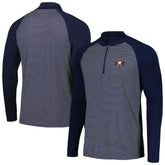 Navy Houston Astros Levelwear Charter Striped Raglan Quarter-Zip Top