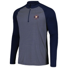 Navy Houston Astros Levelwear Charter Striped Raglan Quarter-Zip Top