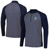 Navy Seattle Mariners Levelwear Charter Striped Raglan Quarter-Zip Top