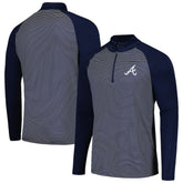Navy Atlanta Braves Levelwear Charter Striped Raglan Quarter-Zip Top