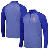 Royal New York Mets Levelwear Charter Striped Raglan Quarter-Zip Top