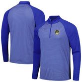 Royal Milwaukee Brewers Levelwear Charter Striped Raglan Quarter-Zip Top