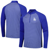 Royal Los Angeles Dodgers Levelwear Charter Striped Raglan Quarter-Zip Top