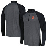 Black San Francisco Giants Levelwear Charter Striped Raglan Quarter-Zip Top