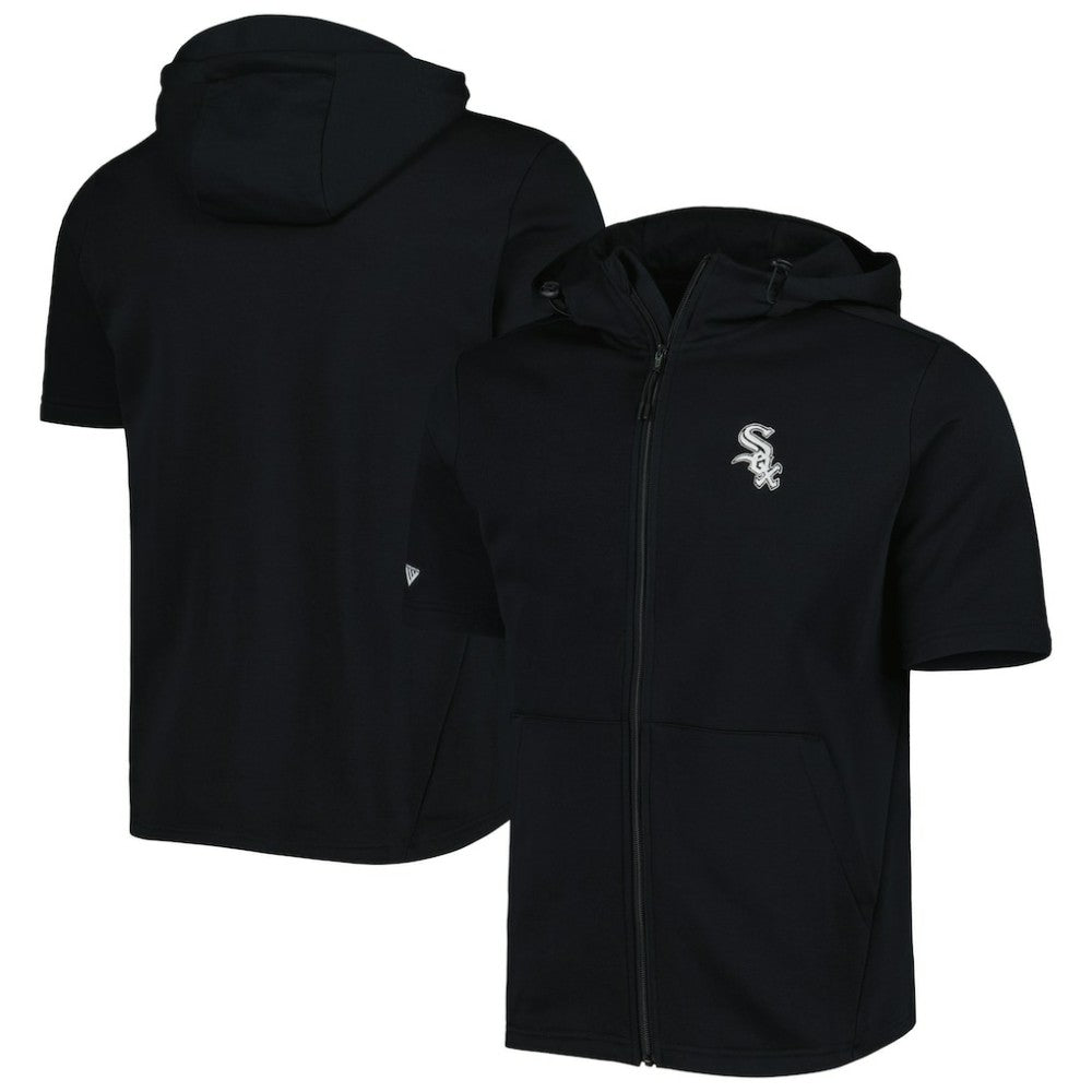 Black Chicago White Sox Levelwear Recruit Full-Zip Short Sleeve Hoodie