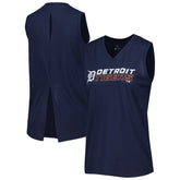 Navy Detroit Tigers Levelwear Women's Paisley Chase V-Neck Tank Top