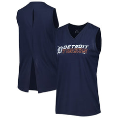 Navy Detroit Tigers Levelwear Women's Paisley Chase V-Neck Tank Top