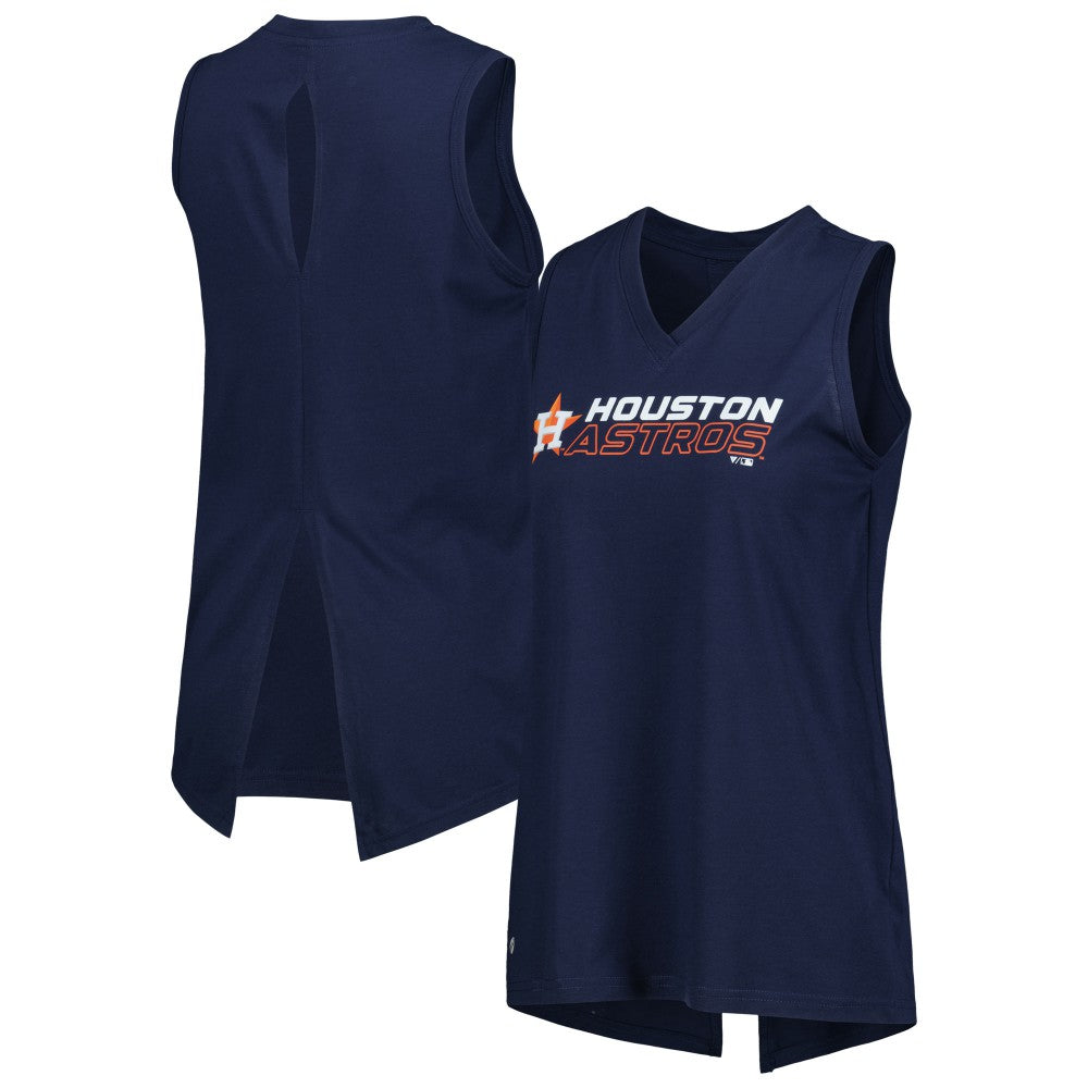 Navy Houston Astros Levelwear Women's Paisley Chase V-Neck Tank Top